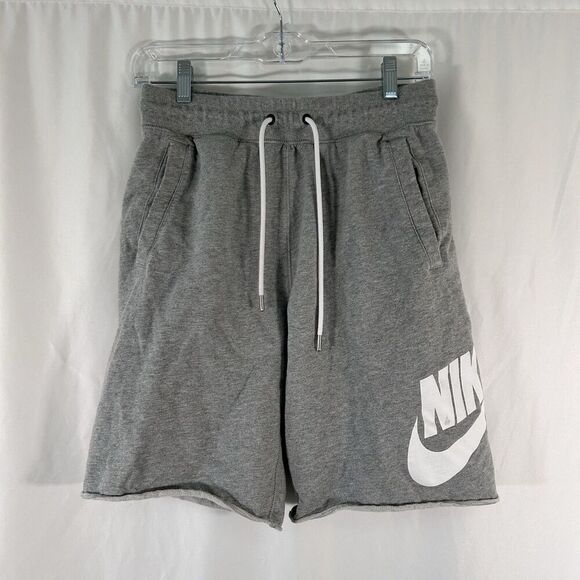 Nike Sweat Shorts Men's Small Grey Cloth Drawstring Pull On Pockets 10" Inseam - Picture 1 of 9